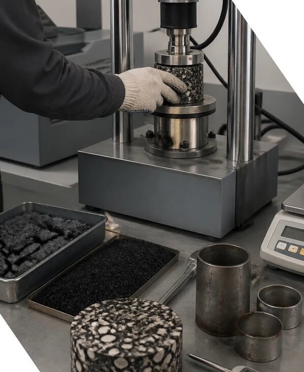 Лабораторное испытание асфальтобетонной смеси в Колпине